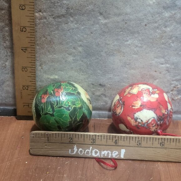 Vintage Santa Claus Paper Mache Christmas Ornaments Set of 2 - Picture 7 of 7